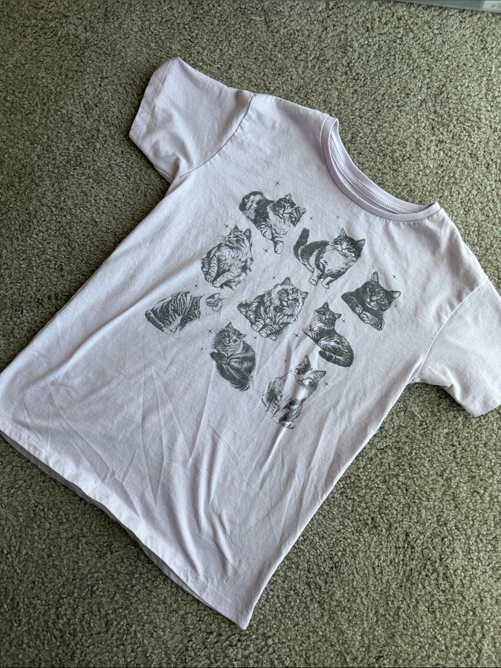 NWOT Kids Purple Cat Graphic Tee